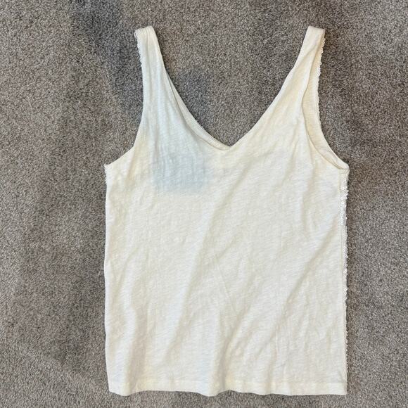 J. Crew medium ivory front sequin tank v-neck layering burnout top TS 2741 - Picture 7 of 9
